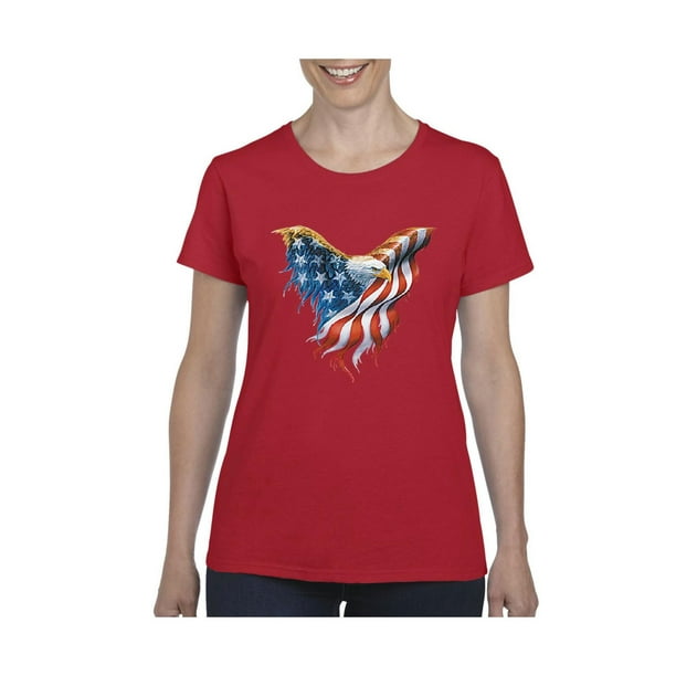 IWPF - Womens American Flag Eagle Short Sleeve T-Shirt - Walmart.com ...