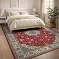 thumbnail image 3 of ODIKA 8'x10' Washable Area Rug Boho Vintage Inspired Medallion With Floral Scroll And Border for Living Room, Under Sectional, Family , Durable, Non-Slip, 3 of 7