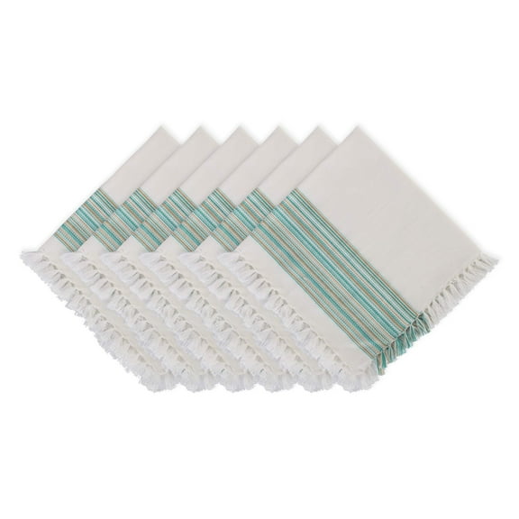 Juego de servilletas DII Everyday Collection con flecos, 20 x 20 cm, color verde azulado