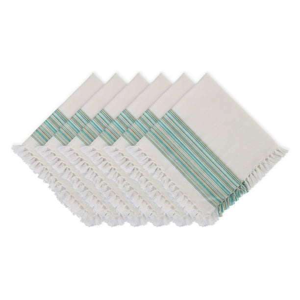 Juego de servilletas DII Everyday Collection con flecos, 20 x 20 cm, color verde azulado