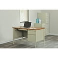 thumbnail image 2 of Hirsh Right-Hand Single Pedestal File Office Desk with Center Drawer, 30" D x 66" W, Putty/Oak, 2 of 12