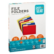 Pen + Gear File Folders, Assorted Colors, 50 Count, 9.5" x 11.6"