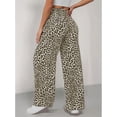 thumbnail image 5 of Women'S Wide Leg Pants with Pockets, Casual Trousers Sweatpants Leopard XXL, 5 of 6