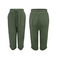 thumbnail image 2 of GZWYHT ，For 29"/31" Flowy Travel Wide Leg Yoga Pants Boho Wide Leg Elastic Waisted Casual Capri Pant Summer Harem Lounge With Pockets，Green M, 2 of 8