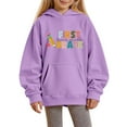 thumbnail image 2 of XXWXYD Girls Back -to -School Letter Print Hooded Sweatshirt, First Day Graphic Pullover Loose Casual Top Fall Spring Trendy Outfit, 2 of 4