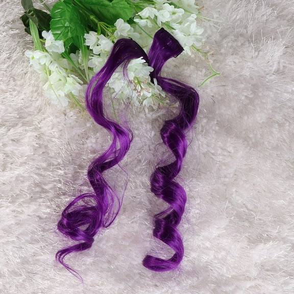 FRCOLOR Hair Extension Clips 12Pcs Curly Purple High Temperature Fiber For Women