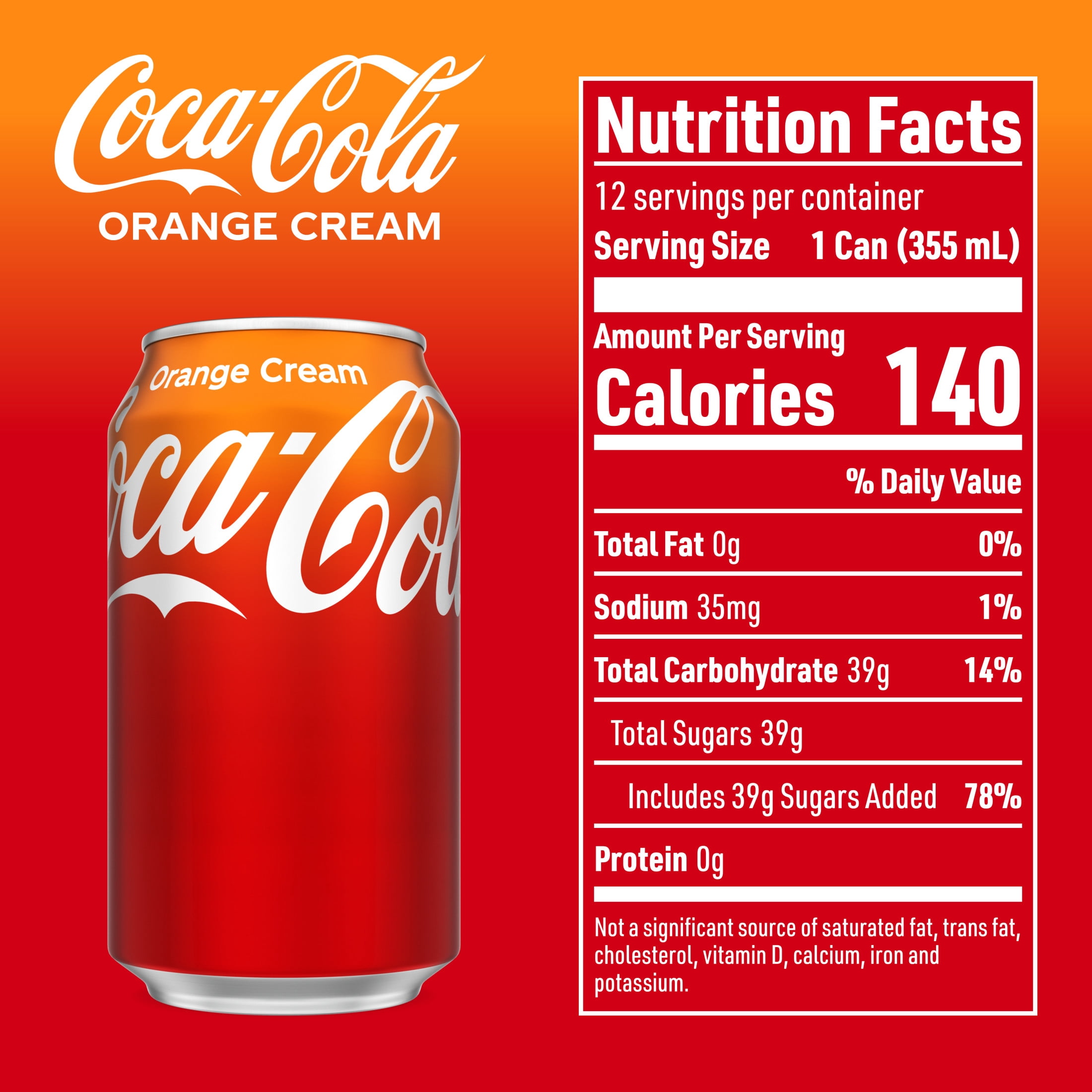 Coca-Cola Orange Cream Soda Pop Fridge Pack Cans, 12 fl oz, 12 Pack