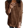thumbnail image 2 of Sweaters For Women Crew Neck Plush Top Long Sleeve Thin Fashion Pullover Sweater Polyester Brown Size S-5Xl Oversized Sweaters For Women, 2 of 6