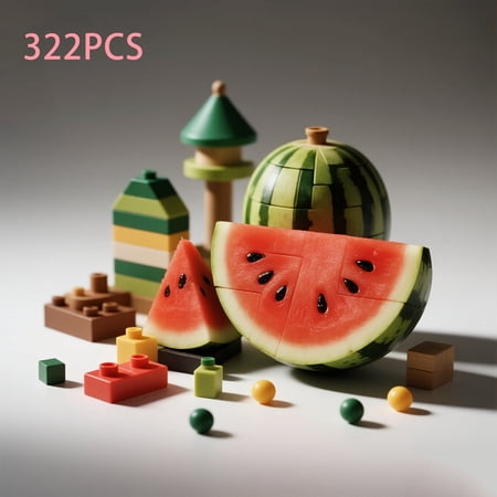 392-Piece Watermelon Building Blocks Set - STEM Educational Toys for Kids Ages 4-8 Creative Summer Party Favors Fun DIY Learning Activities
