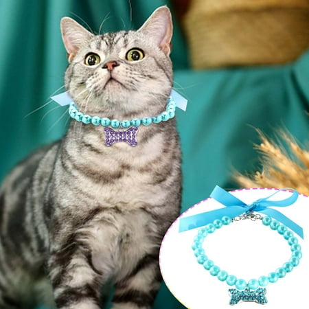 RWVBM Pet Jewelry Pearl Necklace  Decorative Dog Collar Pendant  Gift for Pets | Collars Sale Savings for Your Beloved Pet(Blue)