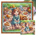 thumbnail image 1 of (1) Hilo Algodón Ecológico Bordado 11CT Impresión 3 Hebras 40 * 40 Cm Kit Serie Personajes Punto Cruz para Niña Yendo Picnic, 1 of 9