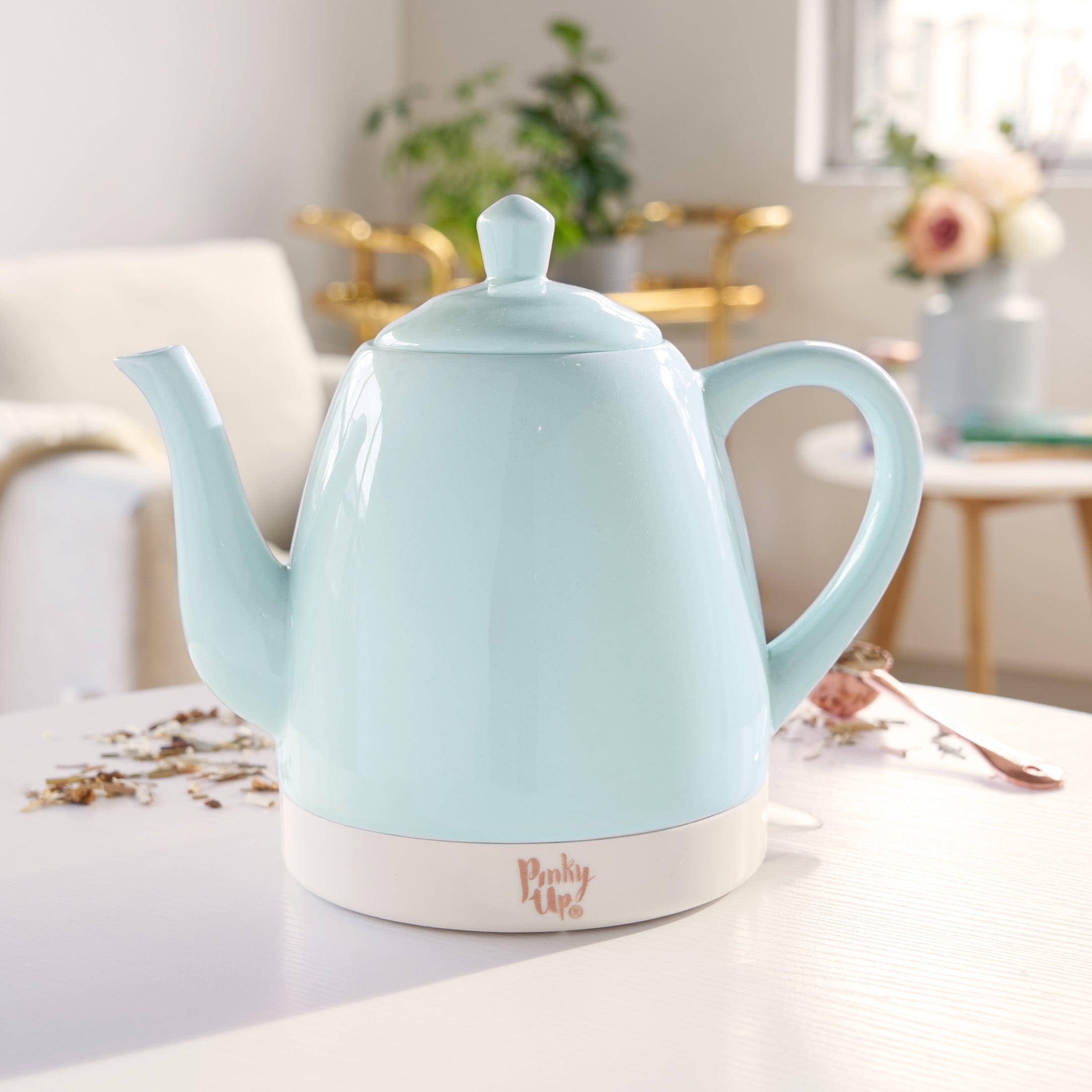 Pink Up Noelle Ceramic Electric Kettle for Hot Tea and Coffee, 1.5L, Mint