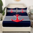 thumbnail image 3 of Erosebridal Red Anchor Sheet Set Full, Geometric Bedding Sets Full Size, Cartoon Nautical Decor, 4 Pieces, 3 of 7