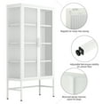 thumbnail image 6 of Double Glass Door Storage Cabinet with Adjustable Shelves and Feet Cold-Rolled Steel Sideboard Furniture for Living Room Kitchen White 05925, 6 of 9