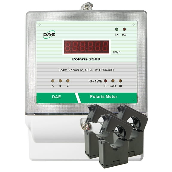 DAE P252-400D Kit, Demand, 400A, 480V, UL, RS485, kWh Smart Submeter, 3P3W (3 hot wire, no Neutral), 3 Split CTs (inner dia. 1.38")