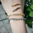thumbnail image 2 of Multicolor Rainbow CZ Oval Tennis Chain Bracelets for Women Gold Fashion Jewelry, 2 of 9