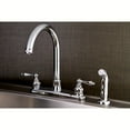 thumbnail image 2 of Kingston FB7791ALSP Victorian Two-Handle 4-Hole 8" Centerset Kitchen Faucet with Side Sprayer in Polished Chrome, 2 of 5