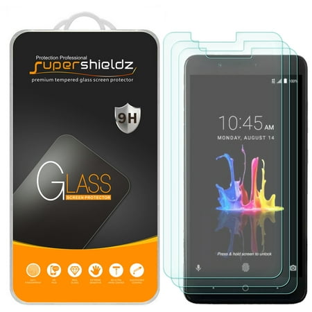 [3-Pack] Supershieldz for ZTE "Zmax Pro 2" Tempered Glass Screen Protector, Anti-Scratch, Anti-Fingerprint, Bubble Free