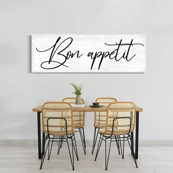 Aaheei Bon Appetit Sign Quotes Poster Print Canvas Wall Art Painting For Dining Room Kitchen Wall Decor Unframed