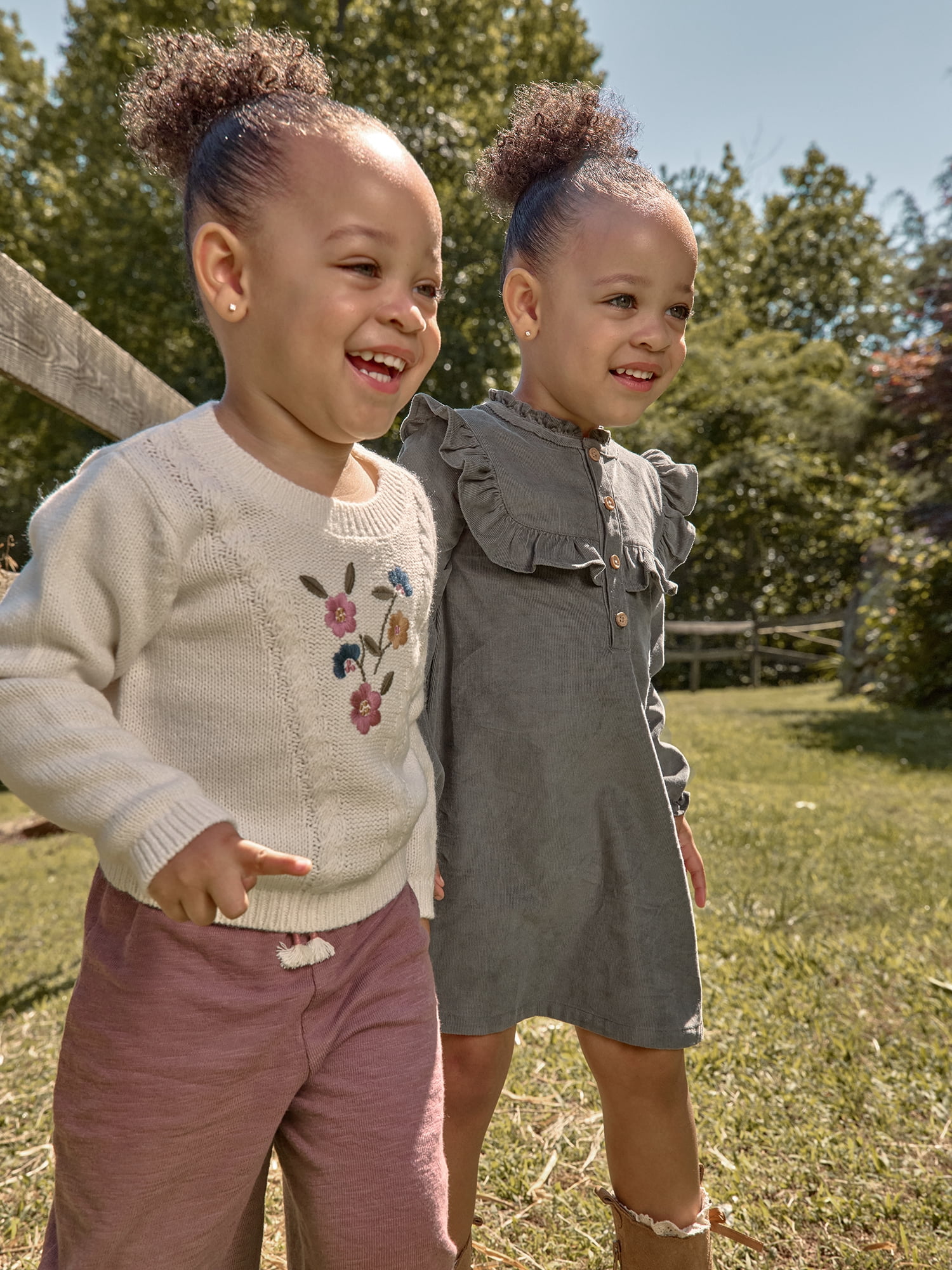 Modern Moments by Gerber Toddler Girl Sweater with Textural Stitches and Embroidery, Sizes 12M-5T