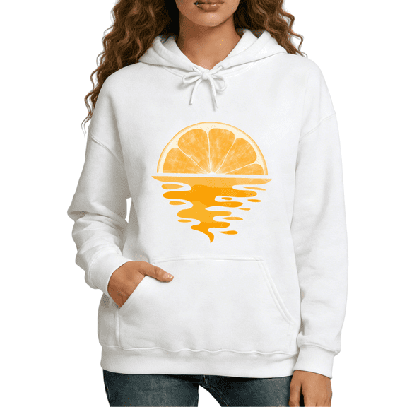 Abstract Citrus Graphic Print hoodie Sweatshirt Women Beach Style White S 2XL Tops