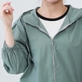 thumbnail image 6 of TGSLY Women's Hooded Jacket Lightweight Zip-Up Solid Color Fall Hoodies Relaxed Casual Puff 3/4 Sleeve Outdoor Hooded Coat with Elastic Cuffs XXL, 6 of 6