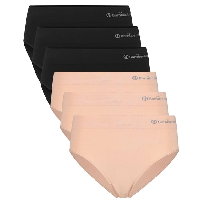 Bamboo basics Calzoncillos de mujer, paquete de 6 - BELLE seamless full briefs, jersey, logotipo Negro/Nude XL (X-Large)