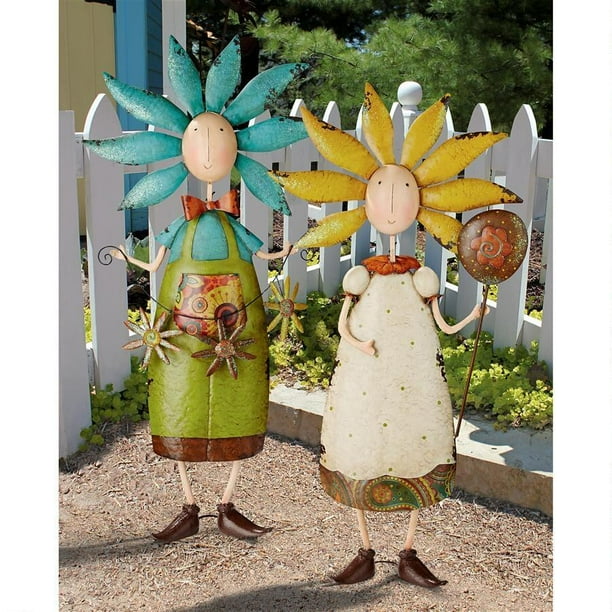Flower Children Metal Garden Statues