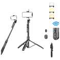 thumbnail image 1 of L16D Extendable 1.55M Selfie Stick Tripod with Dual 3-Color Beauty Fill Lights (3000K-6500K), 10M Bluetooth 5.2 Remote, Anti-Slip Silicone, 360° Rotation, Portable 33cm Storage, Aluminum Alloy & ABS, 1 of 7