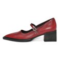 thumbnail image 2 of YDN Womens Chic Block Low Heel Mary Jane Closed Pointed Toe Adjustable Buckled Strap Pumps Daily Party Dress Shoes Size 8.5 Red, 2 of 4