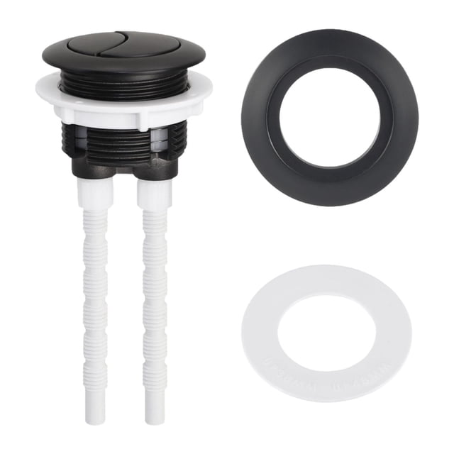 Botón de descarga de inodoro de doble pulsación, botón de descarga de inodoro redondo con diámetro de conveniente de 38 mm, 48 mm y 58 mm para Negro