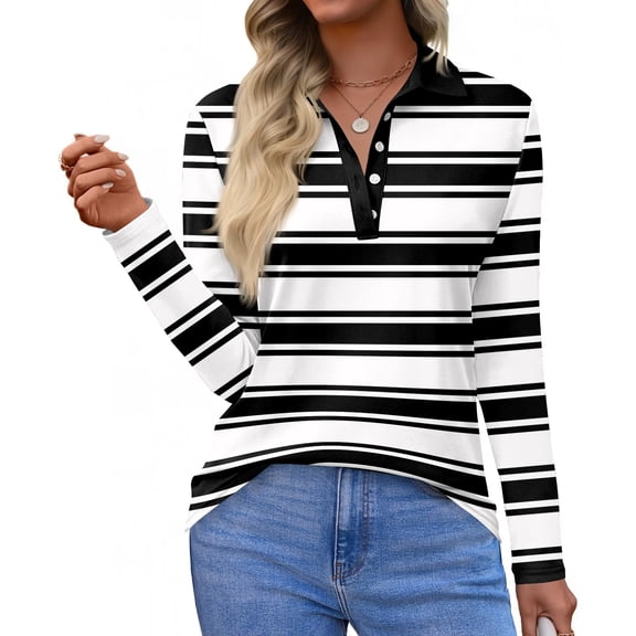Women's Polo Shirt Long Sleeve Tops Collared Button Down Golf Tee Casual Spring Summer Work T Shirts Dark Gray S