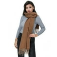thumbnail image 2 of Defitshape Women's Billowy Muffler Casual Scarves Chic Fringe Comfy Cute Fall Soft Spring Winter Brushed Scarf Umber One Size, 2 of 4