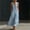 Blue1, variant on Kojanyu Women's Summer Sleeveless V-Neck Ruffled Long Dress with Belt 100% Cotton Casual Maxi Dress for Vacation Daily and Special Occasions