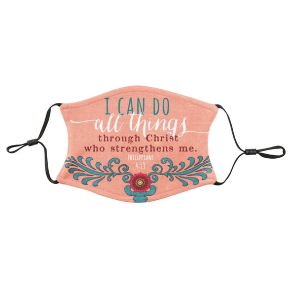 I Can Do All Things Peach One Size Cloth Fabric Fashion Face Covering Mask