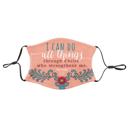 I Can Do All Things Peach One Size Cloth Fabric Fashion Face Covering Mask