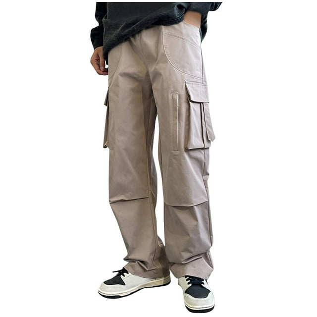 Weiqiqre Pantalon pour Homme à Cordon, Taille Élastique, Poches à Rabat, Mode Urbaine, Pantalon Cargo Ample, Joggers, Pantalon de Randonnée, Taille 2TG
