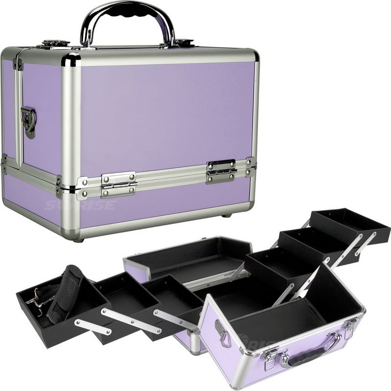 3Tiers Expandable Trays Purple Makeup Case CCPP01