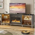 thumbnail image 3 of Bestier 70" Fireplace TV Stand for TVs up to 80" TV LED Entertainment Center with 23" Fireplace, Carbon Fiber, 3 of 12