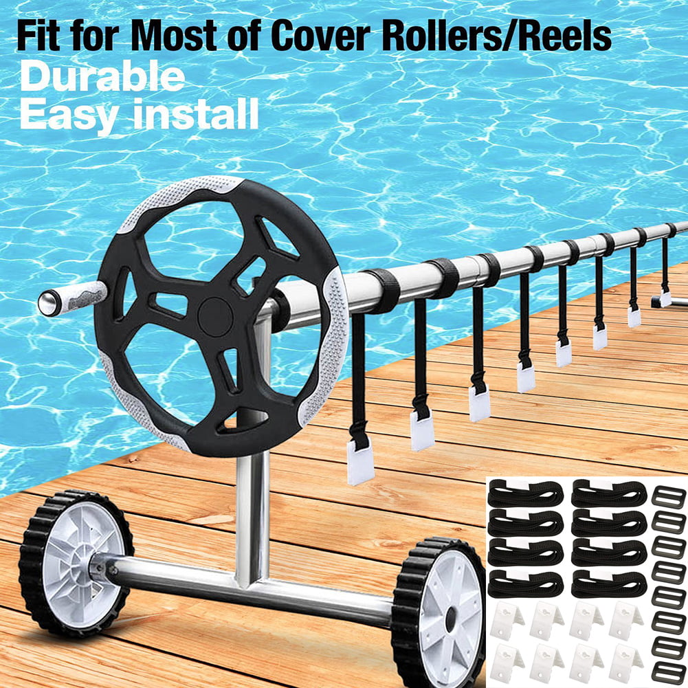 24Pcs Solar Cover Reel Attachment Kit Straps Blanket for In-Ground Swimming Pool 