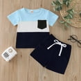 thumbnail image 2 of LUOGENLI Toddler Boys Shorts 4T Toddler Boys Girls Short Sleeve Clothing Children Patchwork Pocket Tops Shorts Outfits Boys Shorts 5T Slim Boys Shorts Size 12-14 0-6 Months, 2 of 4
