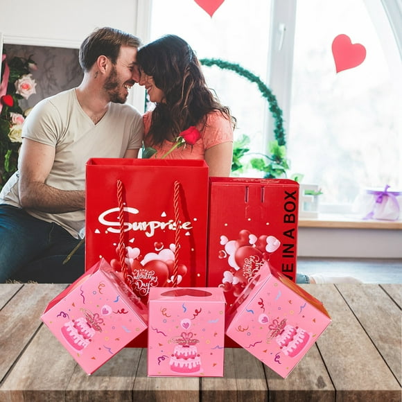 Kayannuo Boîte-cadeau Surprise de la Saint-Valentin - Création de Cadeau le Plus Surprenant, Enveloppe Rouge Rebondissant Boîte-Cadeau Romantique Petit Gifts