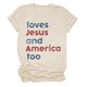 thumbnail image 4 of Camiseta patriótica para mujer del 4 de julio: estampado «Loves America Too», cuello redondo, top informal de verano - S-XXXL, 4 of 4