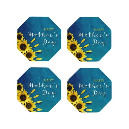 

Drink Coasters Set of 4 Happy Mother s Day (2) Leather Coasters for Coffee Table Protector Heat Resistant Cute Coasters for Home Decor Housewarming Gifts Bar Kitchen 4 Inch Octagon