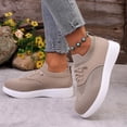 thumbnail image 3 of Orthopedic Walking Shoes for Women Woven Breathable Mesh Sneakers Lightweight Non Slip Arch Support Slip on Flat Shoes Khaki Size 7.5, 3 of 6