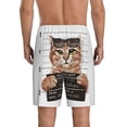 thumbnail image 3 of Gaeub Cat Holding Mugshot Sign Printed Men's Short Pajama Pants, Lightweight Lounge & Sleep Bottoms Keep You Cool - 4X-Large, 3 of 9