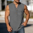 thumbnail image 5 of Antinious Men Solid Sleeveless Crewneck Summer Pocket Curved Hem Tank Tops, 5 of 5