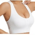 thumbnail image 4 of Loopsun Womens Bras Plus Size, Push up Bra for Women, Women's Solid Color Front Zipper Push Up Comfortable Breathable Wireless Sports Bra White, XL, 4 of 4