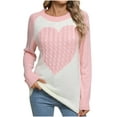thumbnail image 2 of Aueoeo Cute Heart Sweater For Women Fashion Print Valentine Romantic Knitted Top Casual Crewneck Long Sleeve Sweaters Pullover, 2 of 9