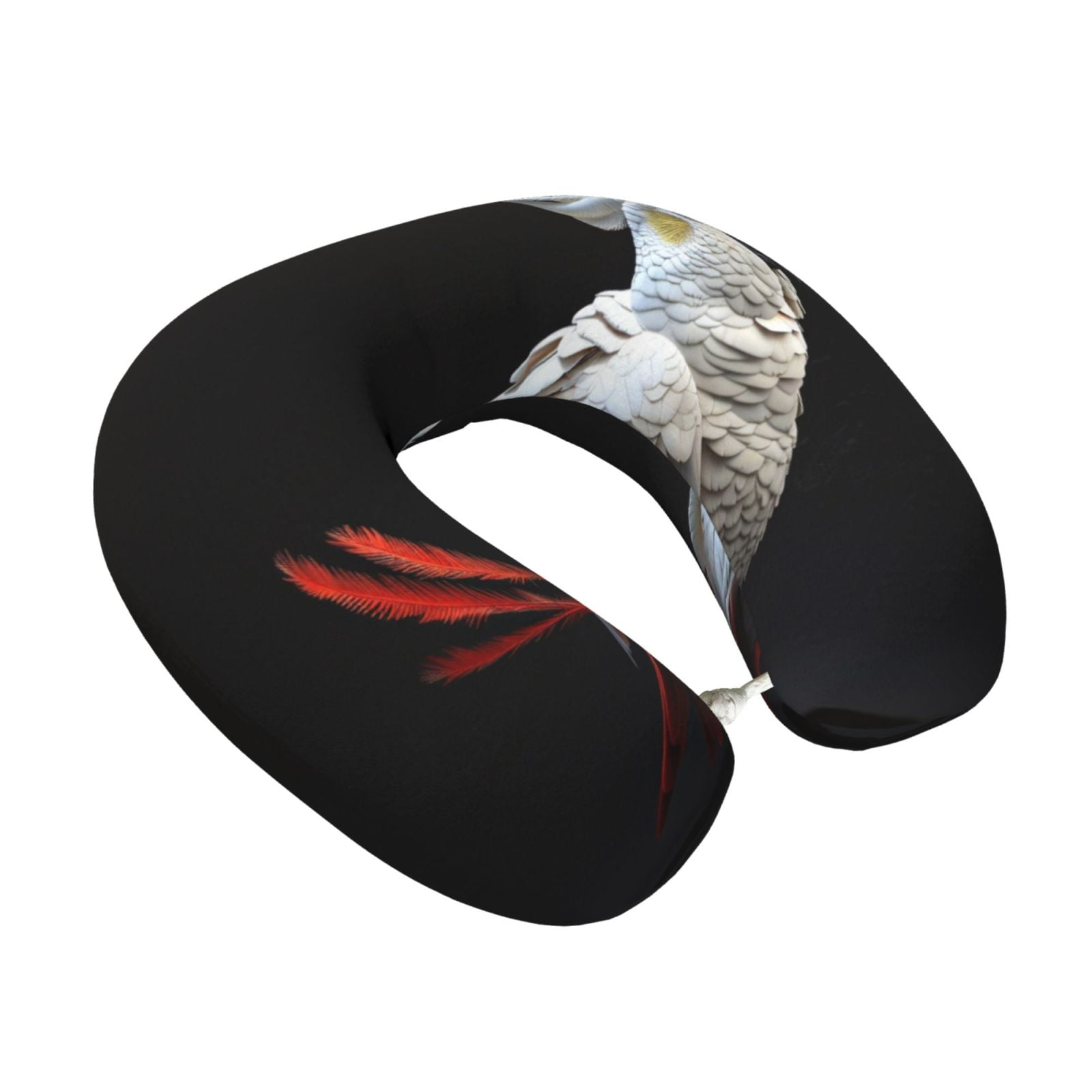 Xecao White Red Cockatoo Print Memory Foam Cervical Neck Pillow Versatile U-Shaped Pillows for Home,Office,Camping,Travelling,Soft Washable Cover